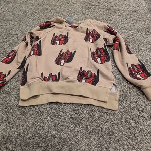 Bums & Roses Transformers 4T Beige and Red Graphic Pullover